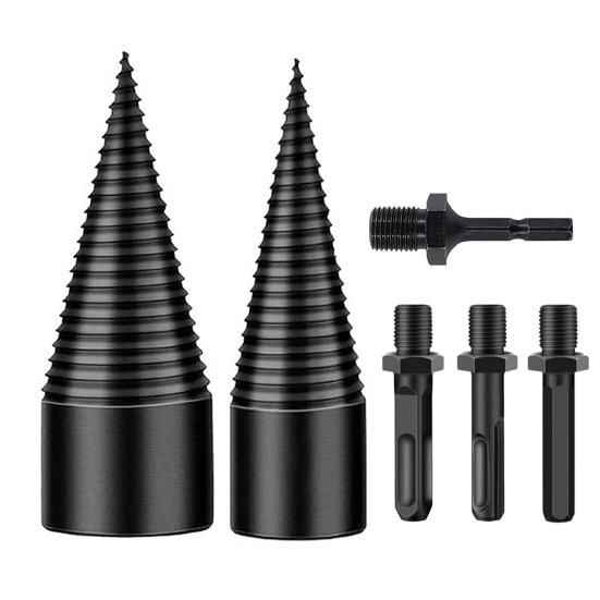 Firewood Drill Bit Set Heavy Duty Wood Log Splitter Detachable Electric Drills Screw Cone Driver Tool Firewood Prep Tool for Splitting Woods