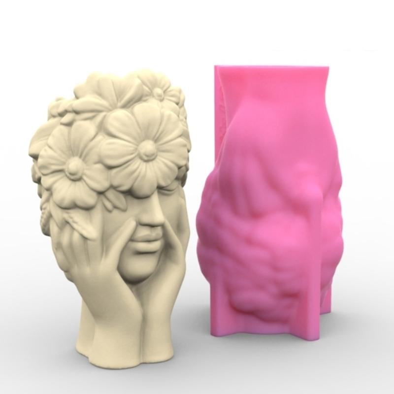 Blumenmädchen-Vasenformen, einzigartige Blumentöpfe, Silikonform zur Herstellung von Pflanzgefäßen, Blumenarrangements, Kunstharzformen, Heimdekor