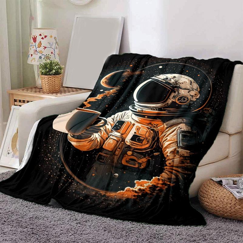 1 Stück Astronauten-Druck Leichte Flanelldecke, Bequeme und Warme Decke, für Camping Sofa Bett und Couch Büro, Geschenk