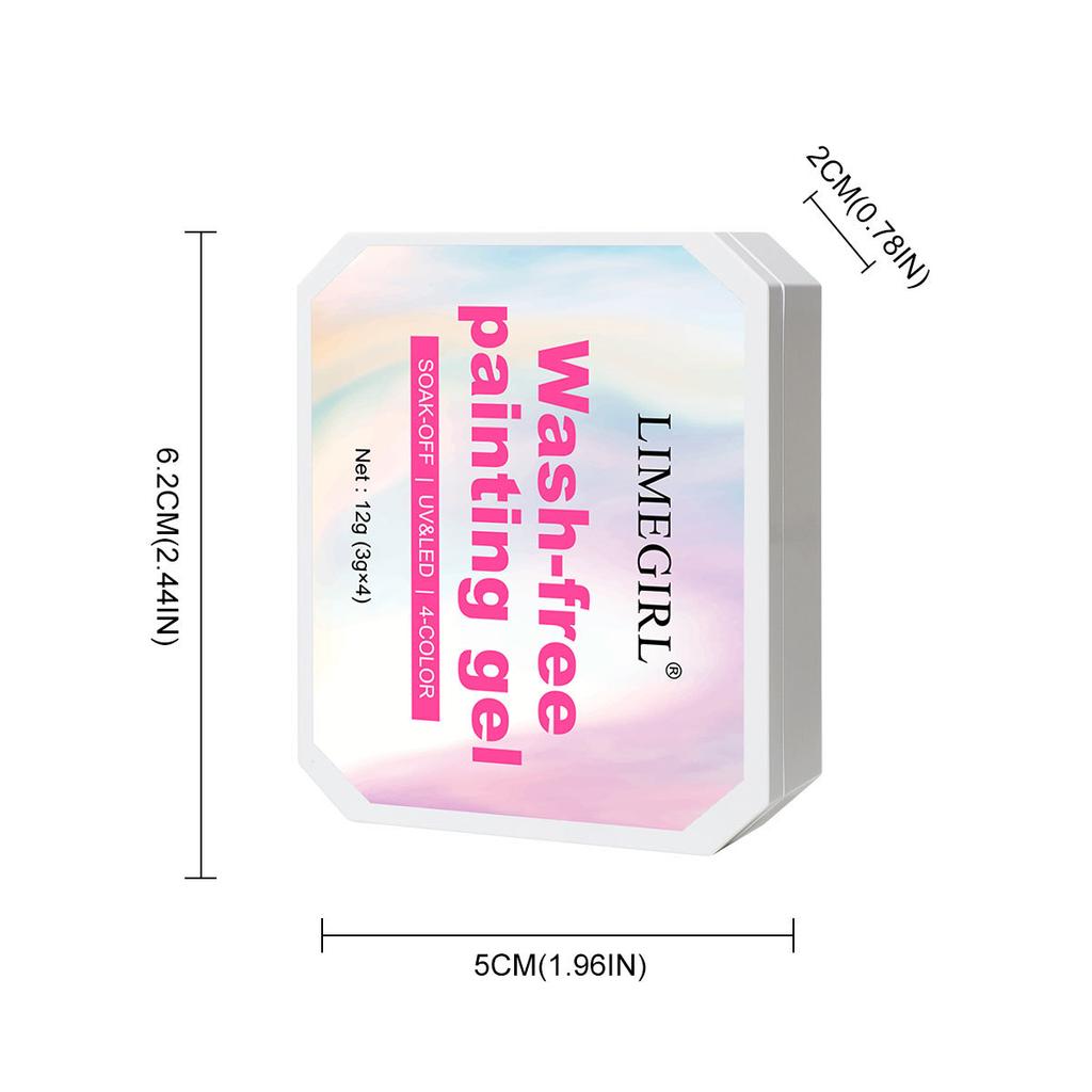 New Nail Art Stamp Gel Kit No-Wipe 4-Color Gradient Soak-Off Nail Polish Transparent Glass Gel Solid