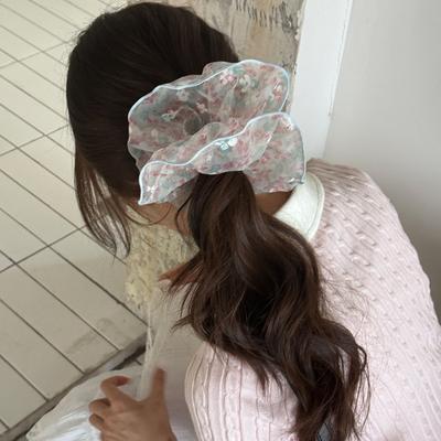 Koreanisches Süßes Flauschiges Blasen-Gaze-Blumen-Scrunchie für Damen Frischer Mori-Stil Sommer-Haarschmuck