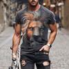Animal Beast Lion 3D Printed Summer Men's T-shirt Kids Fashion Casual O-Neck Short Sleeve Sportswear Streetwear Oversized Tops
