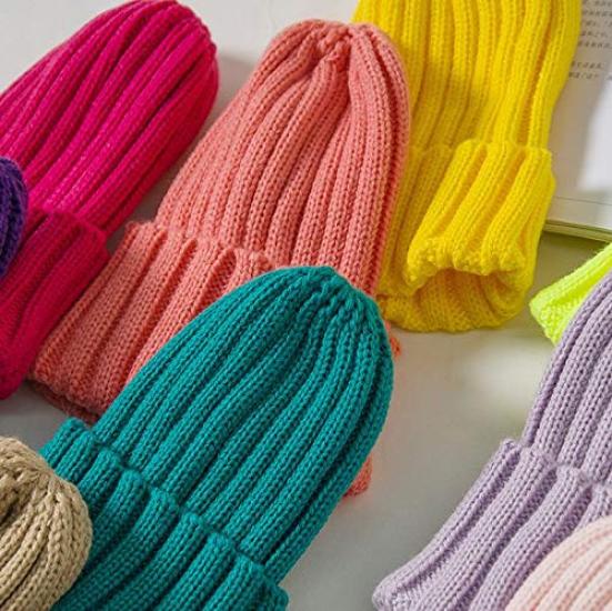 Plus Nao Strickmütze für einfarbiges warmes Rot Kinder, Babys, Jungen, Mädchen, Unisex, Gerippt, Schlicht, Farbe, -