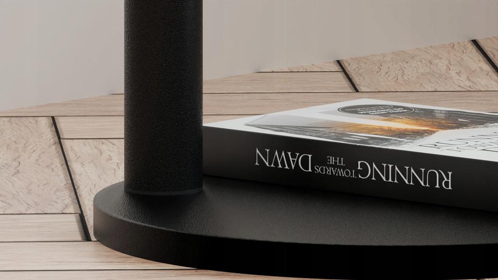 Round Loft Side Table With Shelf 30X30X80 Cm Metal Black