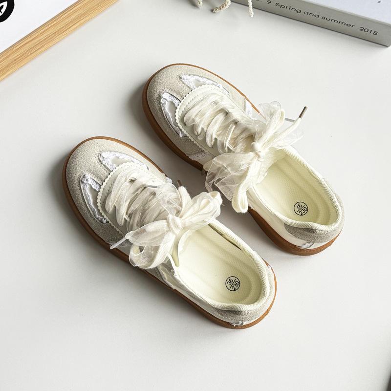 

Мода 2025 Лето Гонконгский стиль Винтажные женские кружевные туфли Аган Туфли на толстой платформе Дышащая обувь Повседневные балетки 40 бежевый