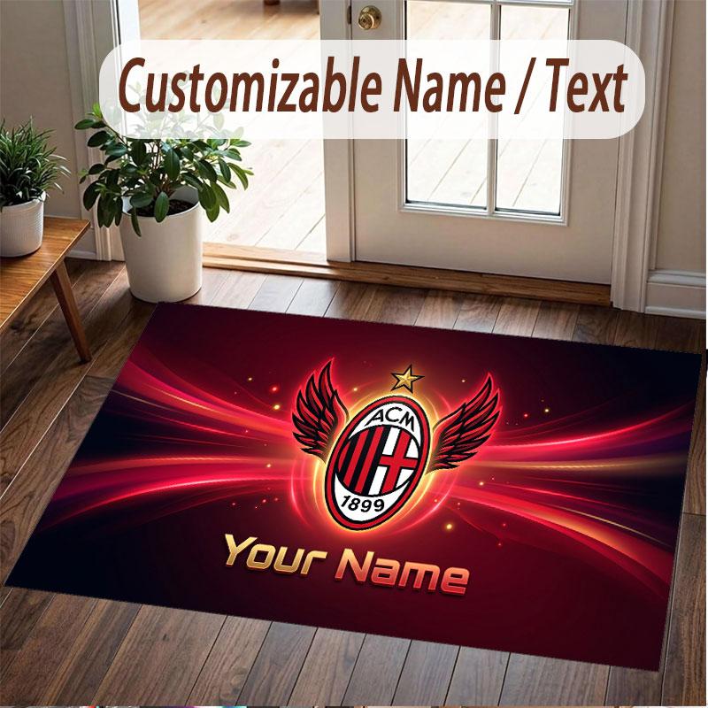 Tappeto Personalizzato Modello AC Milan Stampa Nome Testo Morbido Antiscivolo Tappeto per Pavimento per Decorazione Interna Casa