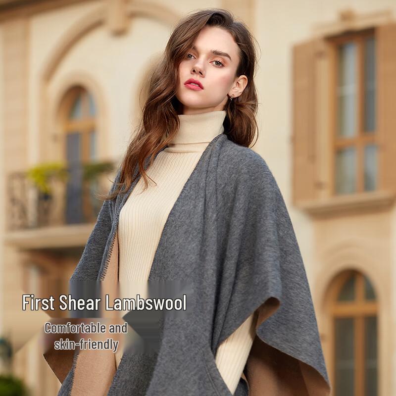Women's 100% Wool Reversible Shawl