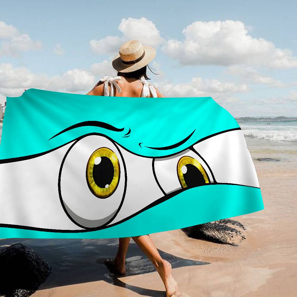 New Cartoon Big Eyes Microfiber Printed Beach Towel Mountain Climbing Yoga Beach Swimming Running Absorbent Soft Towel