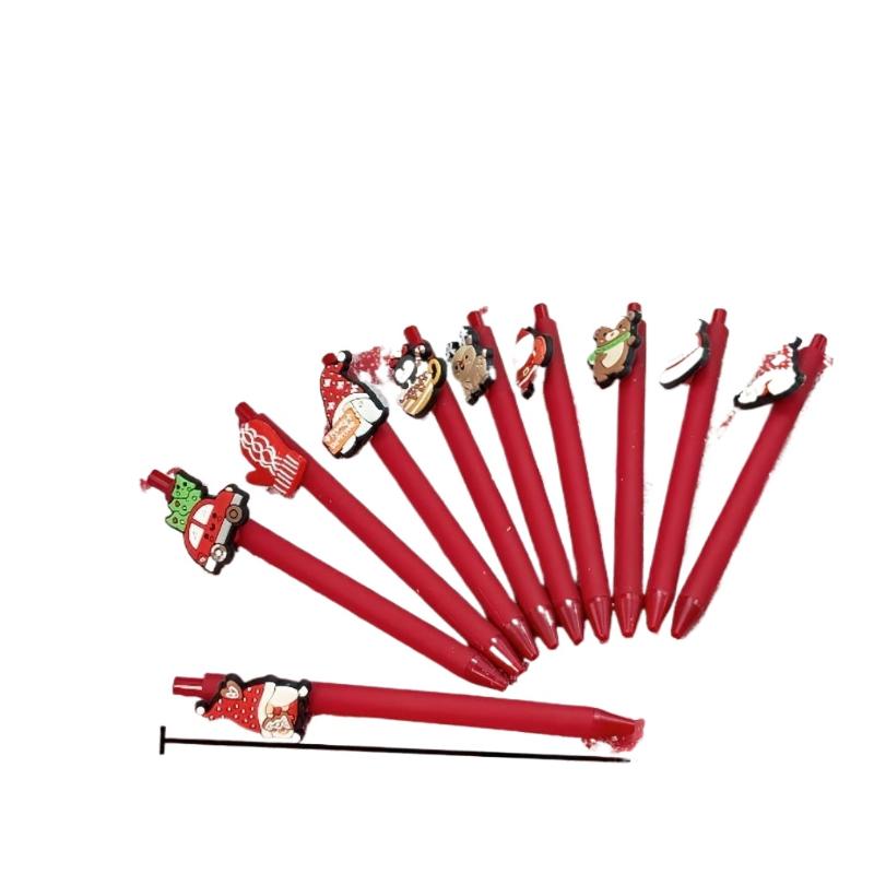 Hot-selling Christmas Red Ballpoint Pen, Retractable Gel Pen Creative Student Office Supplies