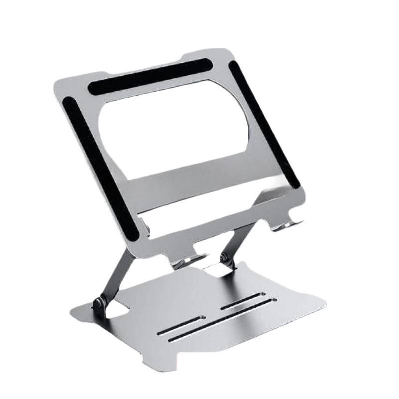 Foldable Alloy Laptop Stand with Heat Dissipation for Notebooks and Tablets - Silver, No Installation Needed.