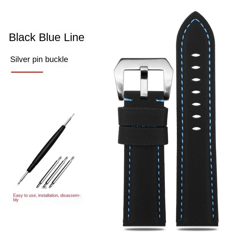 For Panerai Strap Bracelet for Men's PAM111 PAM441 Nylon Carbon Fiber Plaid 441 Leather Watchband Black Blue 22mm 24mm 26MM
