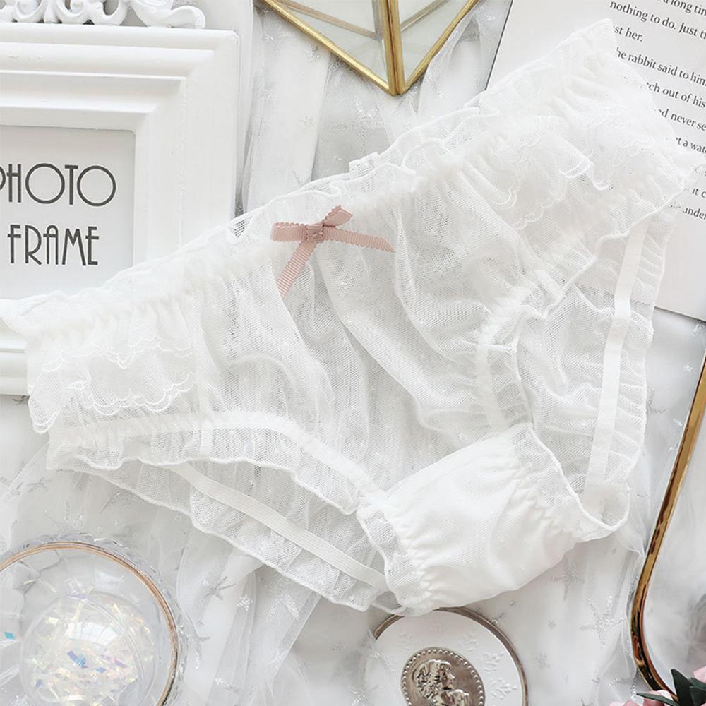 Sexy Thong Hollow Transparent Bow Lace Lingerie Mesh Panties Briefs Underwear