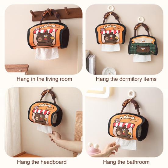Tissue Box Cartoon Bakery Bear Design Waterproof Large Capacity Storage Pouch with Portable