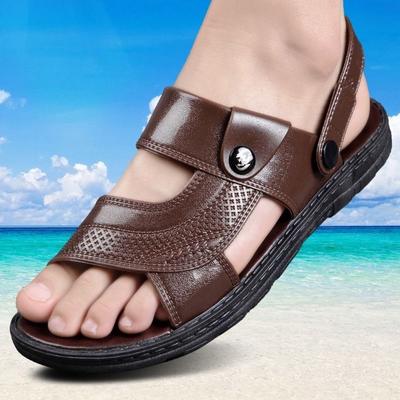 Sandals for Men's Summer Beach Leisure, Breathable, Soft, Anti Slip, Waterproof, and Wear-resistant Thick Sole Dual Purpose Sandals and Slippers