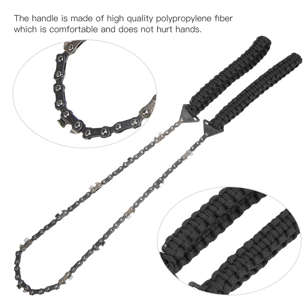 11 Teeth Chain Saw Outdoor Survival Stainless Steel Wire ket Chainsaw with Paracord Emergency Tool