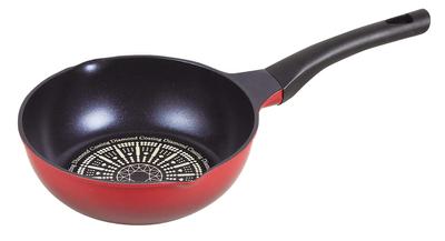 Pearl Metal Frying Pan Red 20cm Diamond Coated Extra Deep Karufka HB-4714