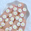 100Pcs New Cute Resin 8mm Mini White Chrysanthemum Flat Back Fit Phone Deco Parts Embellishments For Hair Bows Accessories
