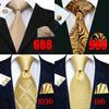 Hi-Tie Neues Design Herren Gelbgold Neuheit Krawatte Taschentuch Manschettenknöpfe Seidenkrawatte Set
