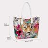 Watercolor Leopard Print Tote Bag Fashion Floral Casual Large Capacity Handbag for Daily Use