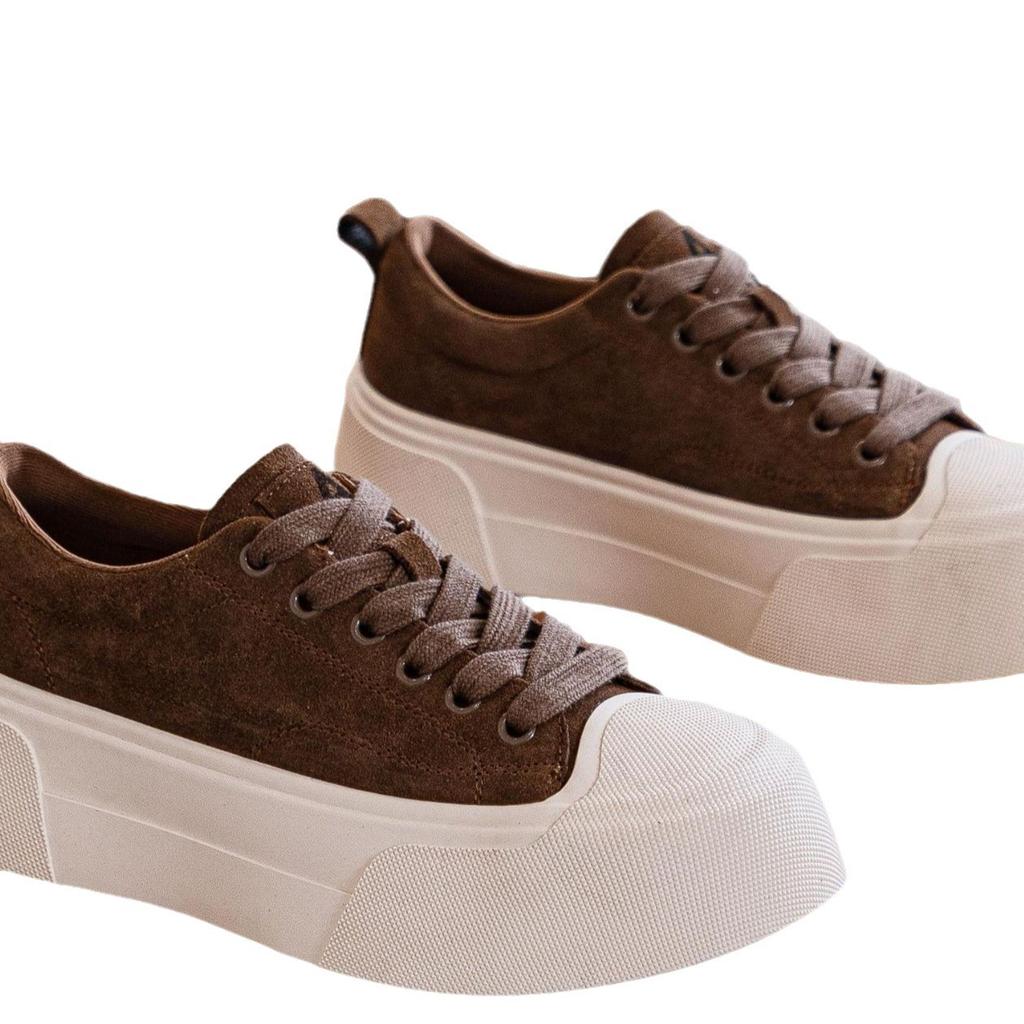 oard shoes 2026 new thick soled frosted leather lace up versatile shoes  sports shoes  casual shoes for women