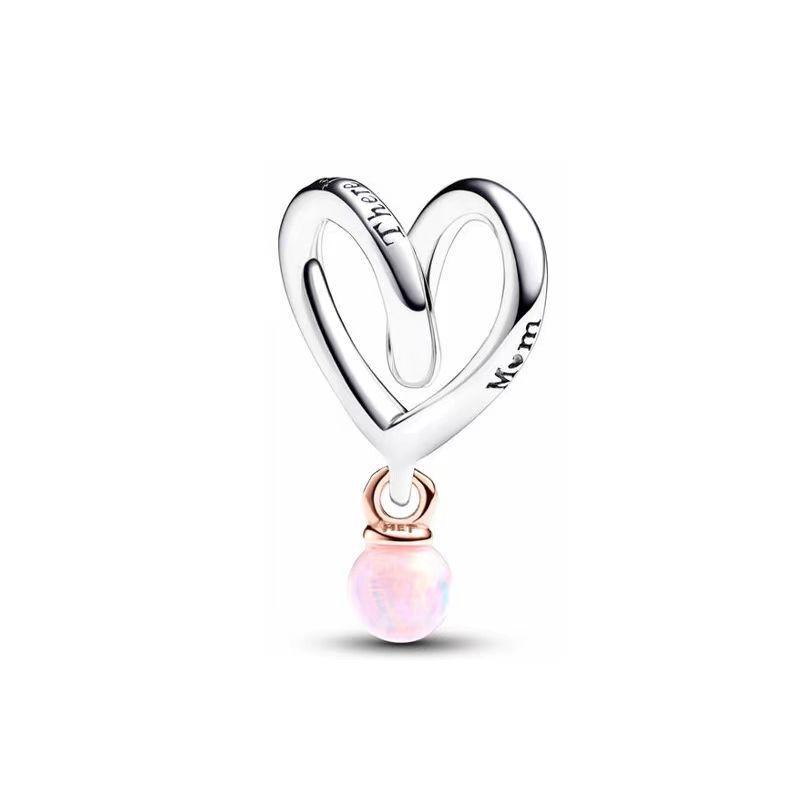 New 925 Silver Colorful Infinite Heart Flower Charms Fit Original Pendant Bracelet Necklace DIY Ladies Fine Jewelry