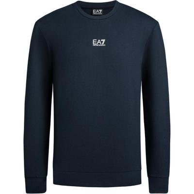 EA7 FW24 Felpa Girocollo Manica Lunga con Logo Uomo felpa Blu Scuro 8NPM30-PJVRZ-1562