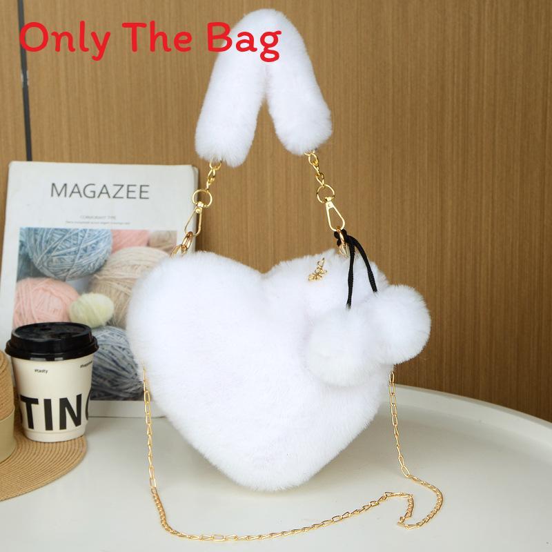 Plush Heartshaped Handbag For Women With Chain Strap And Large Capacity For Daily Use