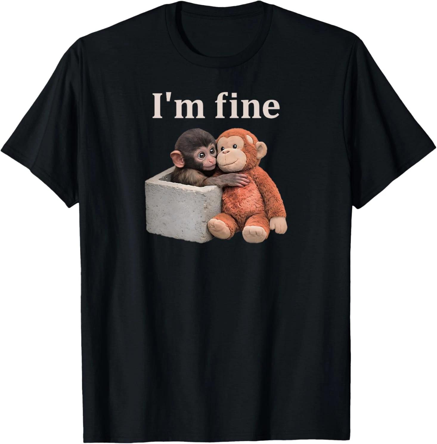 Sad Monkey Punch with an Orange Toy I m Fine T-Shirt XXL