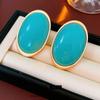 Exaggeration Retro Geometric Earrings Matte Metal Stud Earrings Oval Earrings  Daily Wear
