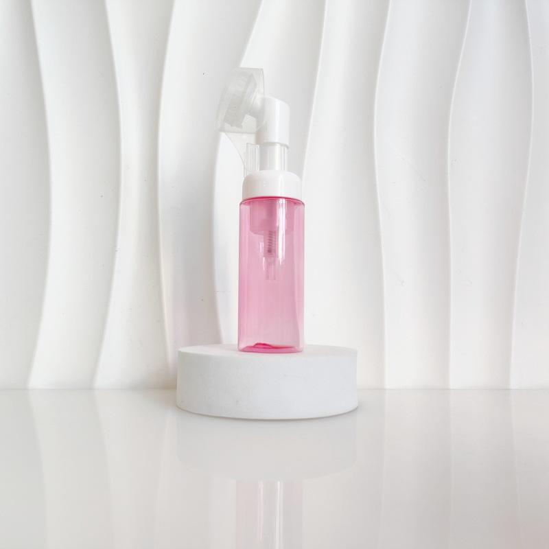 60ml Red Translucent Mousse Dispenser: Cosmetic Brush Foam Bottle for Face Wash and Travel Use