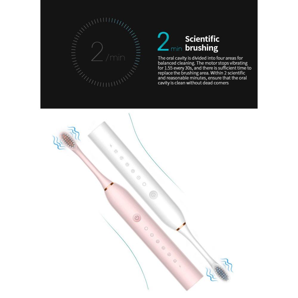 Мощная ультразвуковая электрическая зубная щетка для взрослых с 6 передачами — фото 15