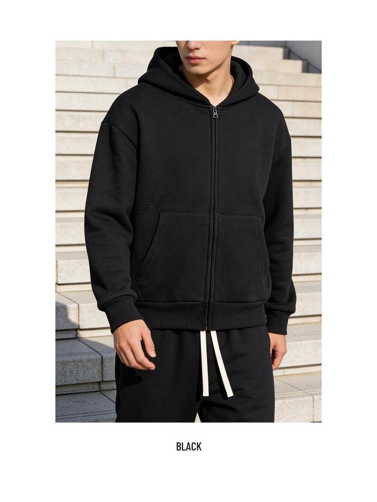 European American Loose Knit Zip-Up Hooded Cardigan - Casual Autumn/Winter Jacket for Couples