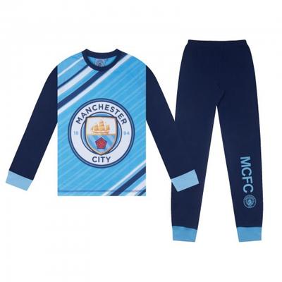 Conjunto de Pijama Longo Sublimado de Manga Comprida para Meninos do Manchester City FC
