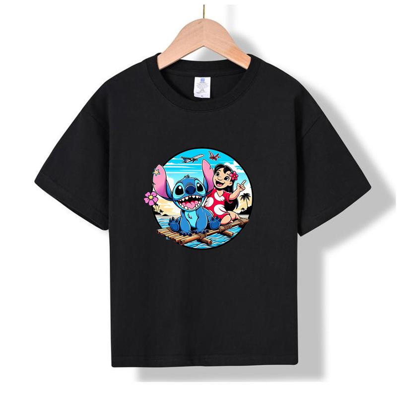 

MC-47 MINISO 2026 Summer New Printed Cotton Round Neck T-shirt for Children Aged 1-16, Boys and Girls 100