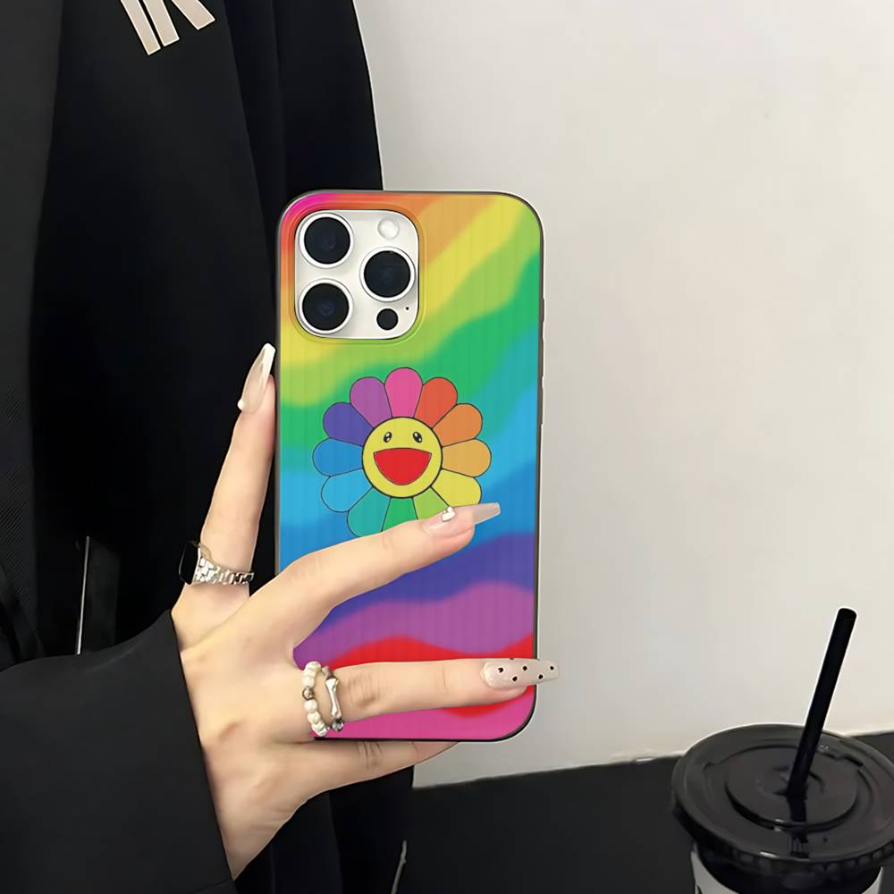 Art Japanese M-Murakami Artisti T-Takash For IPhone 17 16 15 13 14 Pro Max Plus Pro Corrugated Translucent Back Phone Cover