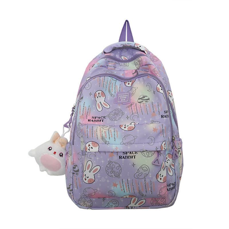 2023 New Cartoon Printed Backpack For Girls Korean Version Cute And Lightweight Nylon Material Breathable And Durable School Shoulder Bag