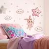 Selbstklebende Rosa Wolken Niedlicher Hase Abnehmbare Wandaufkleber für Kleiderschrank Kinderzimmer Heimdekoration