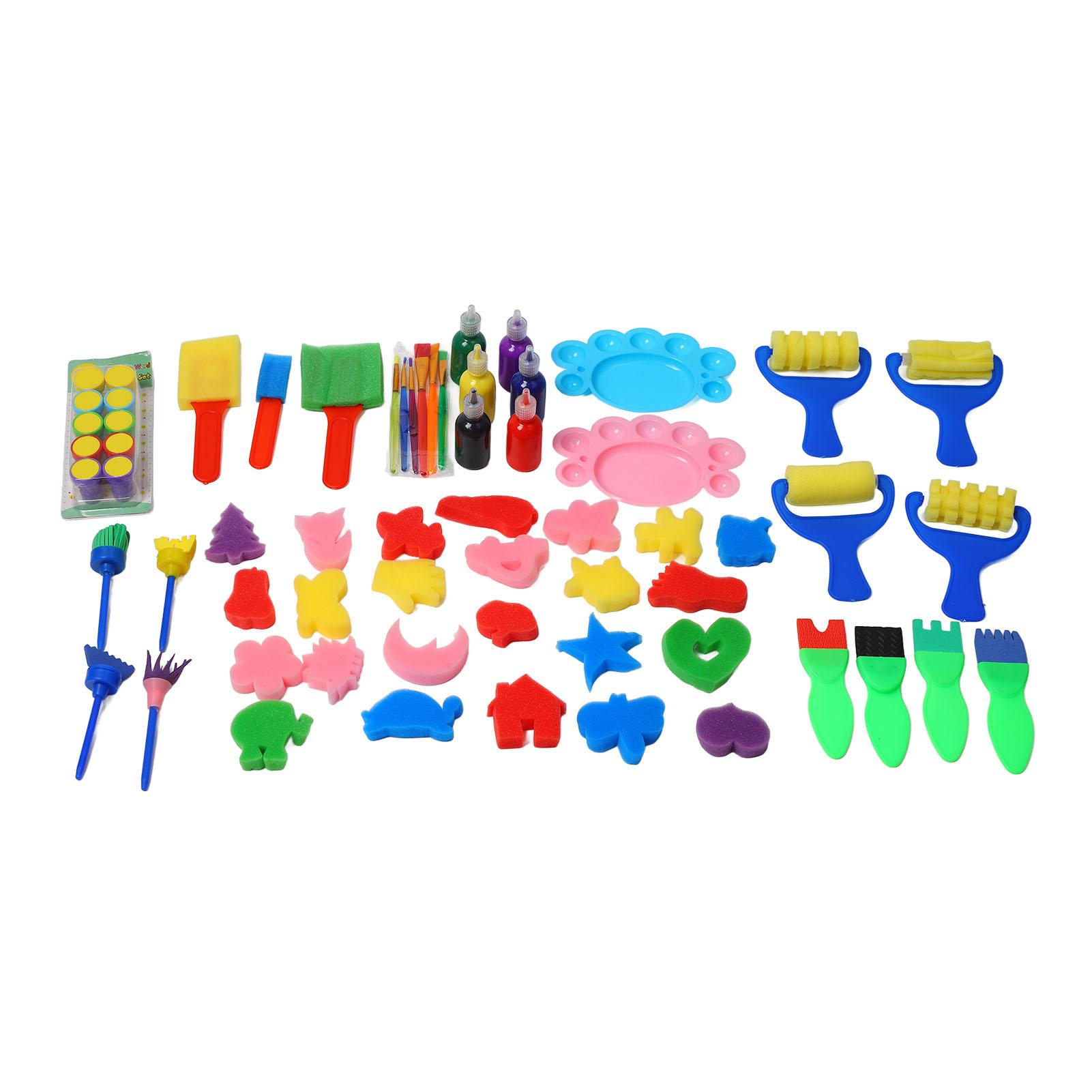 

64 шт. Набор моющихся пальчиковых красок для самостоятельной тренировки мышц рук, кисти для различения цветов, губка