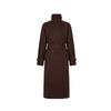 Doppelreihiger Trenchcoat für Damen mit Stehkragen, Taillengürtel, lockerer Passform, langer Länge, übergroße Oberbekleidung in einfarbigen Farben