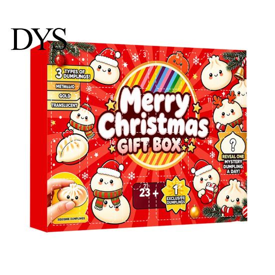 Stress Relief Gifts for Students Dumplings Squeeze Toy Advent Calendar Box, 24-Day Christmas Countdown with Mini Box Sensory Fidgets, Bun Holiday Gift