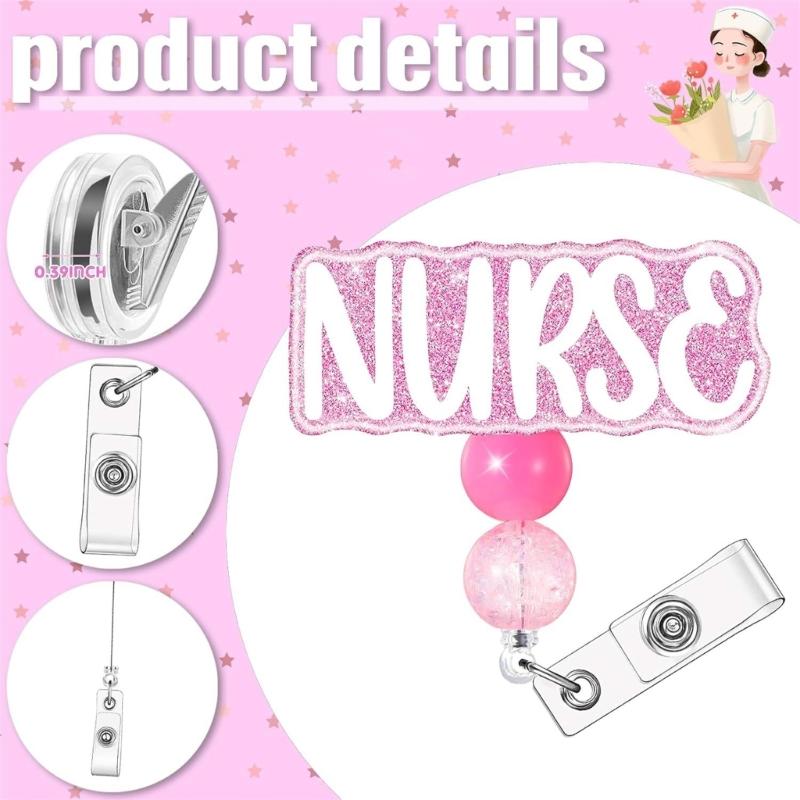 Einziehbarer Namenskartenhalter Krankenschwester Ausweishalter Glitzernder Krankenschwester Ausweis Karten ID Ausweishalter für Büro Krankenhaus