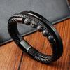 Black Leather Rope Cowhide Men's Natural Stone Volcanic Stone Woven Bracelet Handmade Multilayer Leather Bracelet 2026