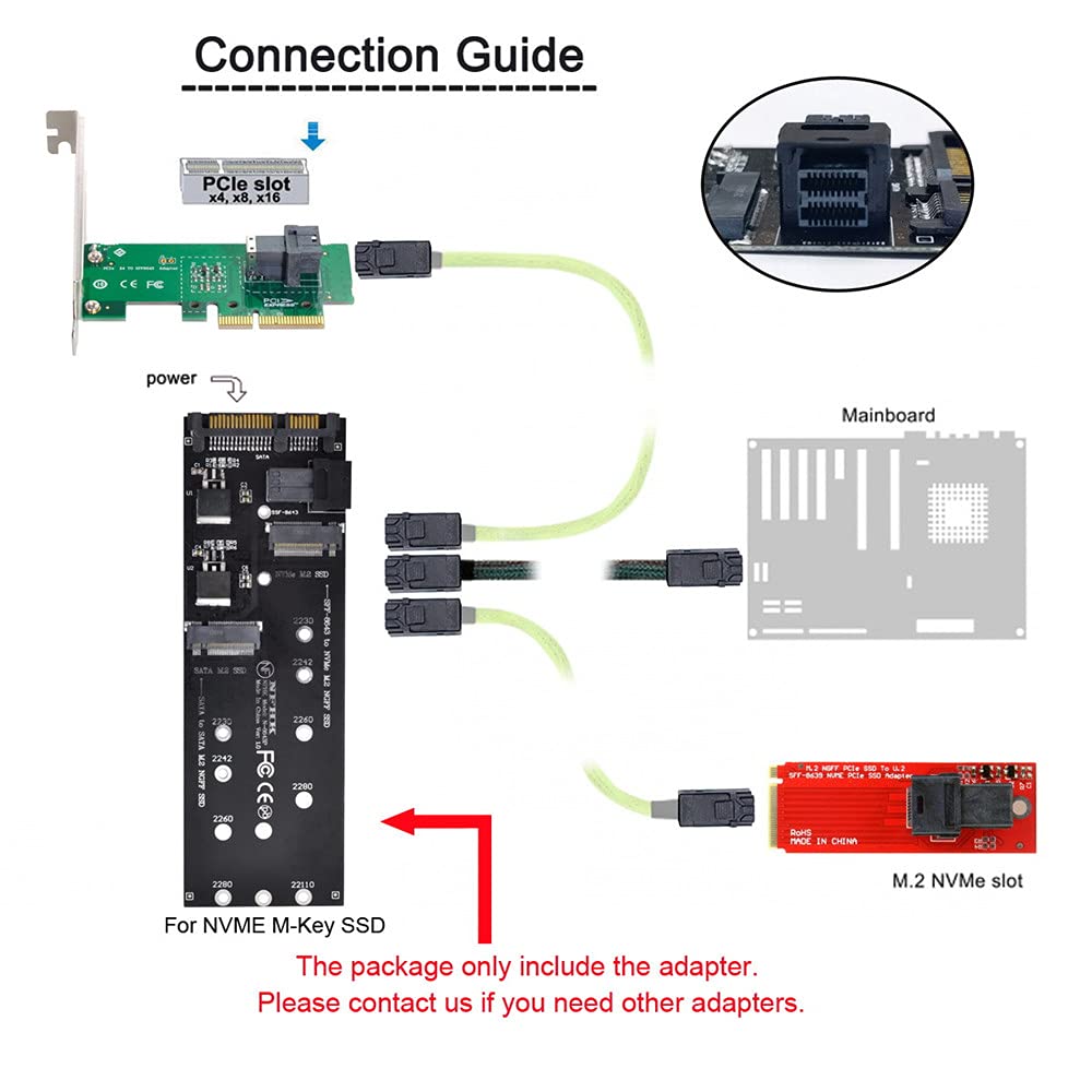 xiwai to U2 Kit NGFF to HD Mini SAS NVMe PCIe SSD SATA Adapter for Motherboards SFF-8643 M-Key