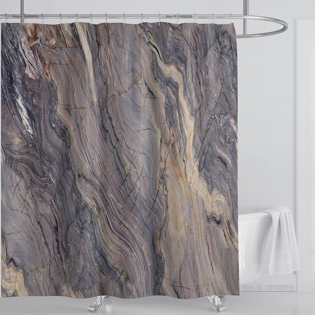 Marble Waterproof Shower Curtain Waterproof Shower Curtain for Bathroom Decor Printed Washable Shower Curtain with Hooks