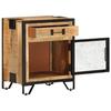 Table de chevet - Bois de manguier massif - 43x30x51 cm - 1 tiroir - Style industriel - Marron et noir