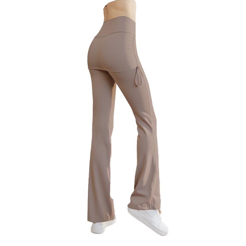Women's Flared Yoga Pants - 2026 Spring/Summer Drawstring Dance & Pilates Pants with Butt Cover