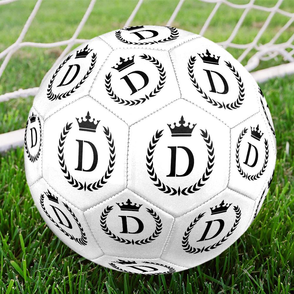 Royal Initial Crest Patterned Soccer Ball Suitable For Outdoor Training And Recreational Playparkbeach Football Durable A Great Gift For Soccer