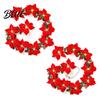 Warm White LED Winter Wreath Christmas Poinsettia Garland with Light 78/118 Inch Lighted Artificial Flower Seasonal Decorative String Light
