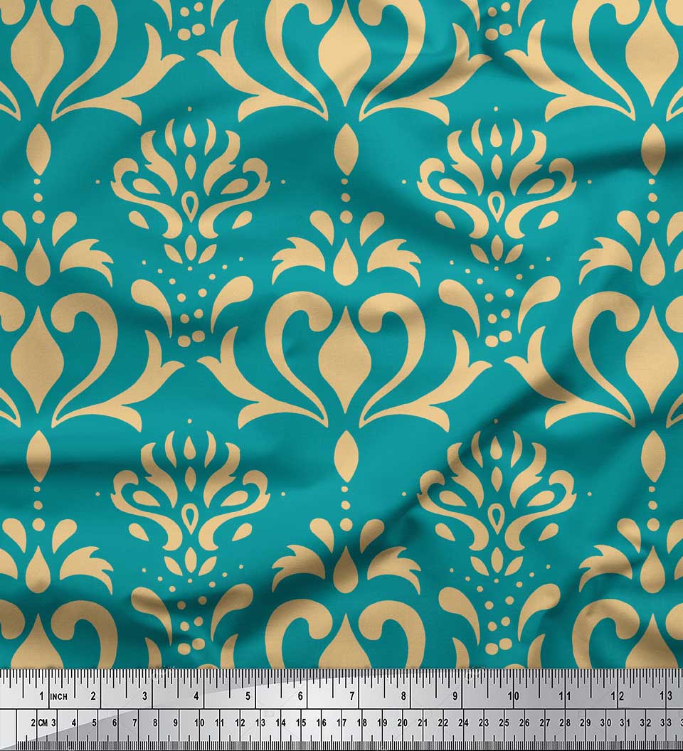 

Тканина Soimoi Red Japan Crepe Satin Тканина з філігранним дамаським принтом на метр 42 дюйма 42 Inch Wide - Poly Crepe зелений