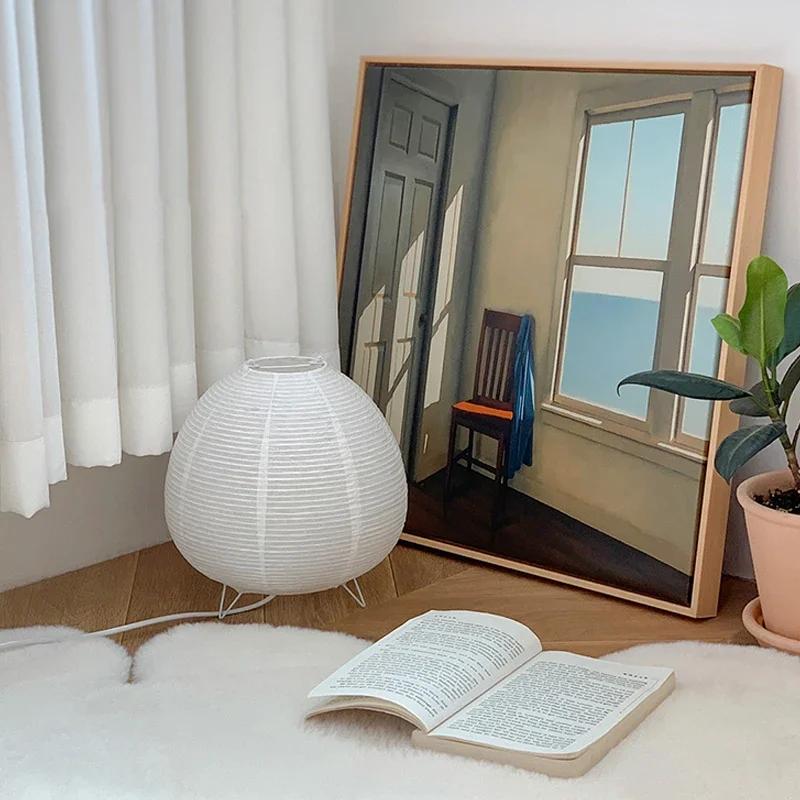 Japanese Style Lantern LED Table Lamp Living Room Bedroom Bedside Rice Paper Light Study Homestay Creative Room Decor Lighting